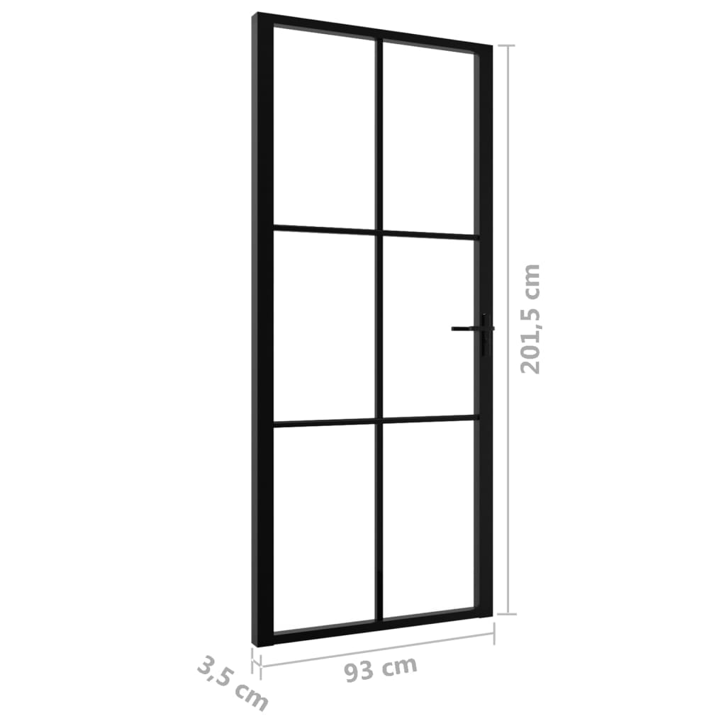 Binnendeur 93X201,5 Cm Esg-Glas En Aluminium Zwart 93 x 201.5 cm Zwart en transparant