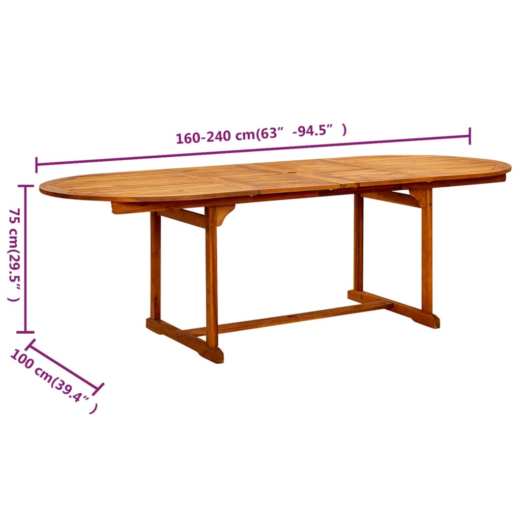 Tuintafel (60-240)X00X75 Cm Massief Acaciahout 240 x 100 x 75 cm ovaal