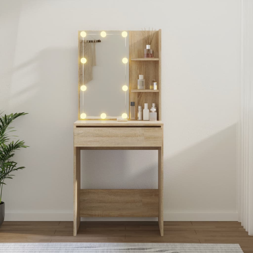 Kaptafel Met Led-Verlichting 60X40X140 Cm Sonoma Eikenkleurig