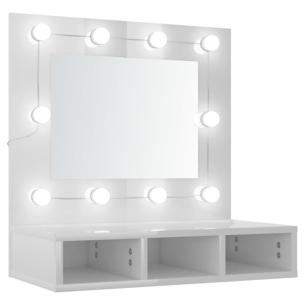 Spiegelkast met LED-verlichting 60x31,5x62 cm hoogglans wit