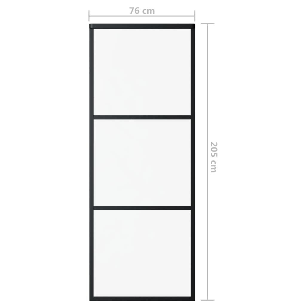 Schuifdeur met beslag 76x205 cm aluminium en ESG-glas