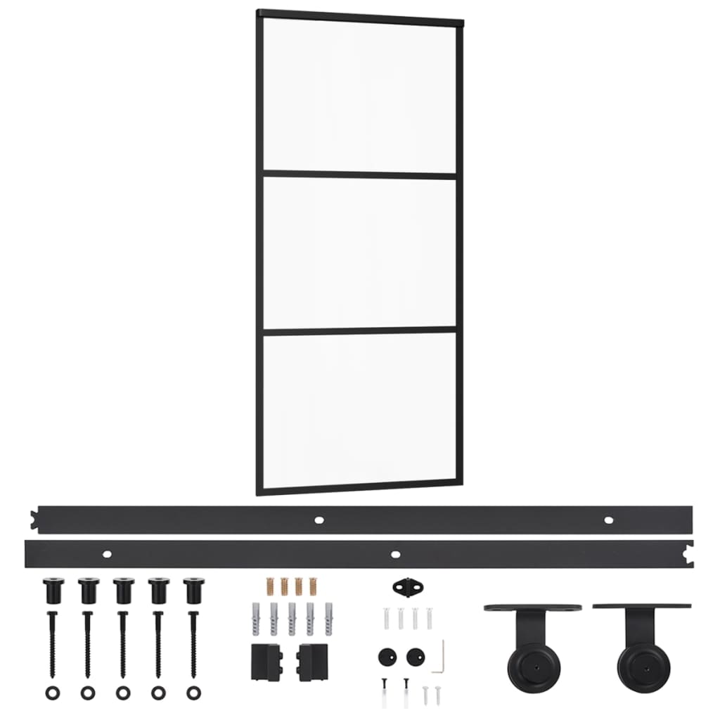 Schuifdeur met beslag 90x205 cm aluminium en ESG-glas