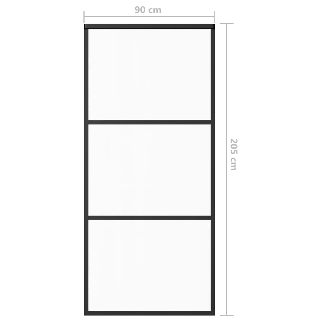 Schuifdeur met beslag 90x205 cm aluminium en ESG-glas