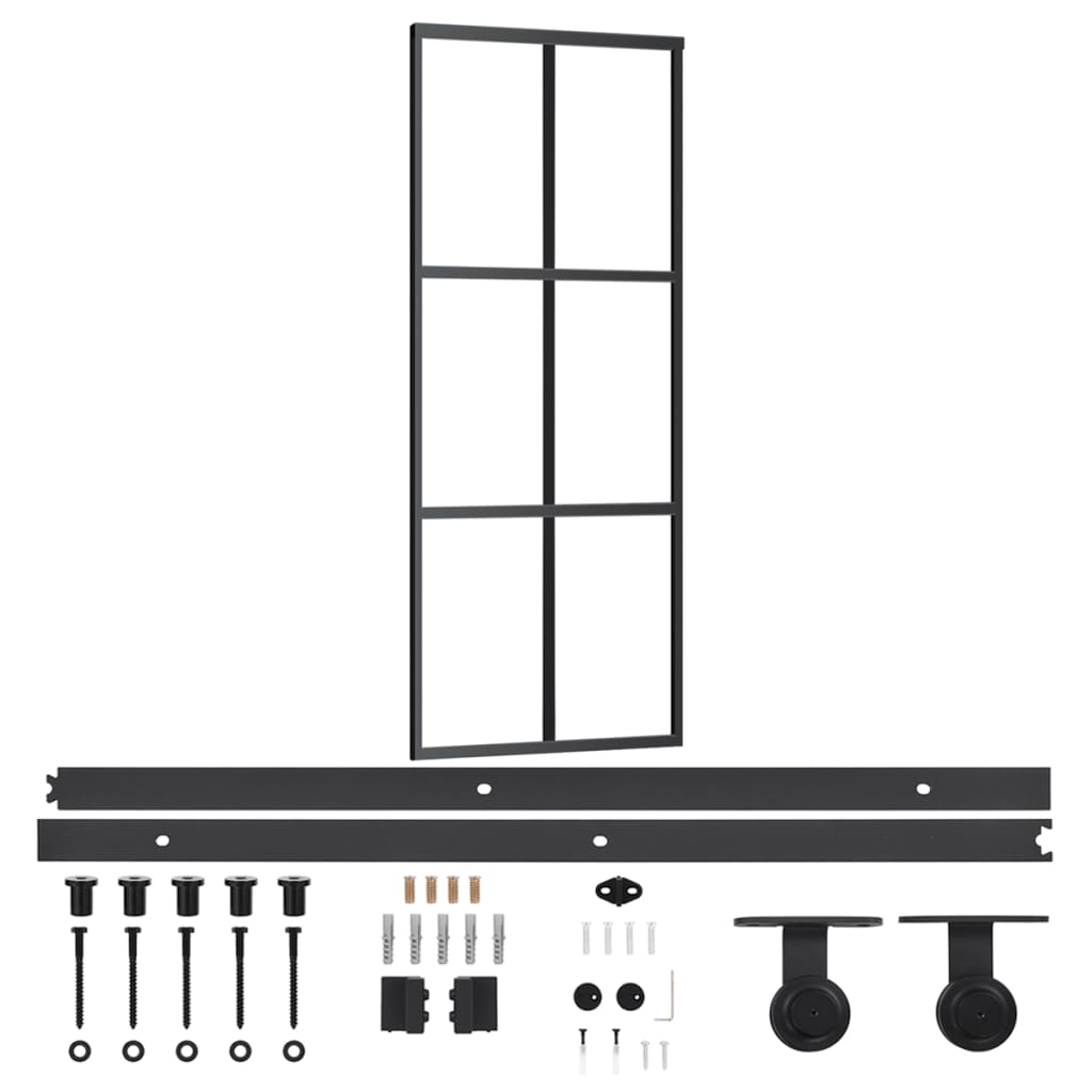 Schuifdeur met beslag 76x205 cm aluminium en ESG-glas