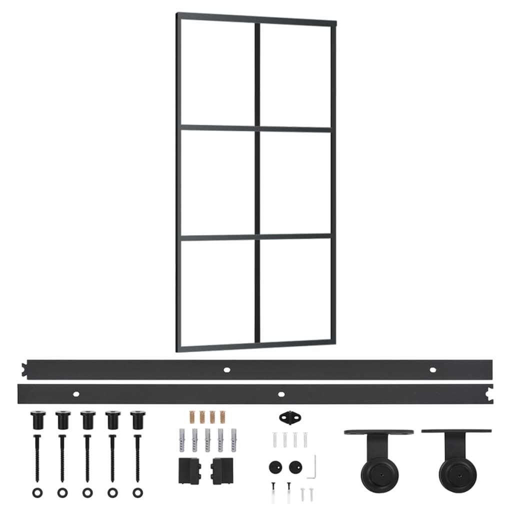 Schuifdeur met beslag 102x205 cm aluminium en ESG-glas