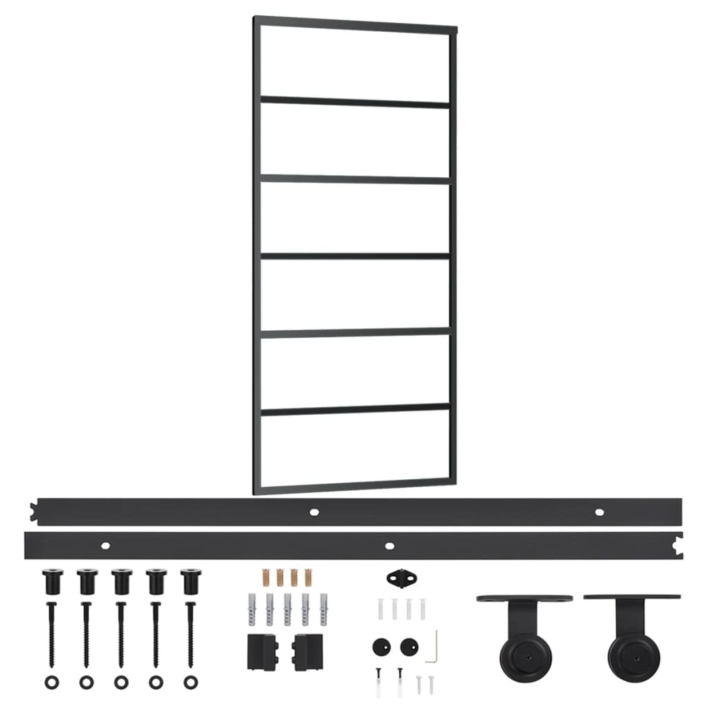 Schuifdeur met beslag 90x205 cm aluminium en ESG-glas