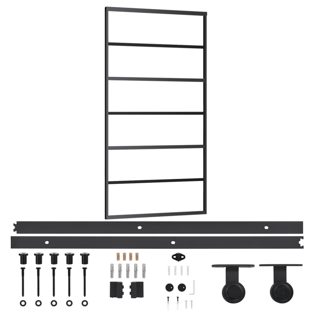 Schuifdeur met beslag 102x205 cm aluminium en ESG-glas