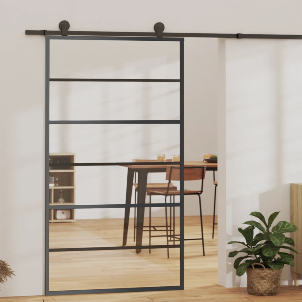 Schuifdeur met beslag 102x205 cm aluminium en ESG-glas