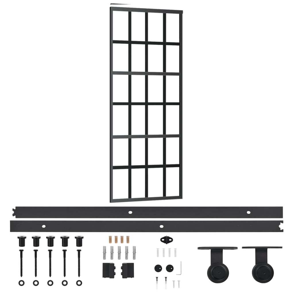 Schuifdeur met beslag 76x205 cm aluminium en ESG-glas