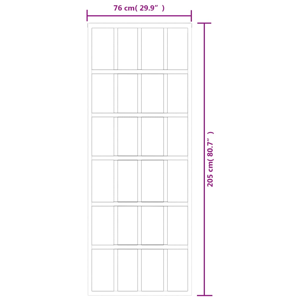 Schuifdeur met beslag 76x205 cm aluminium en ESG-glas