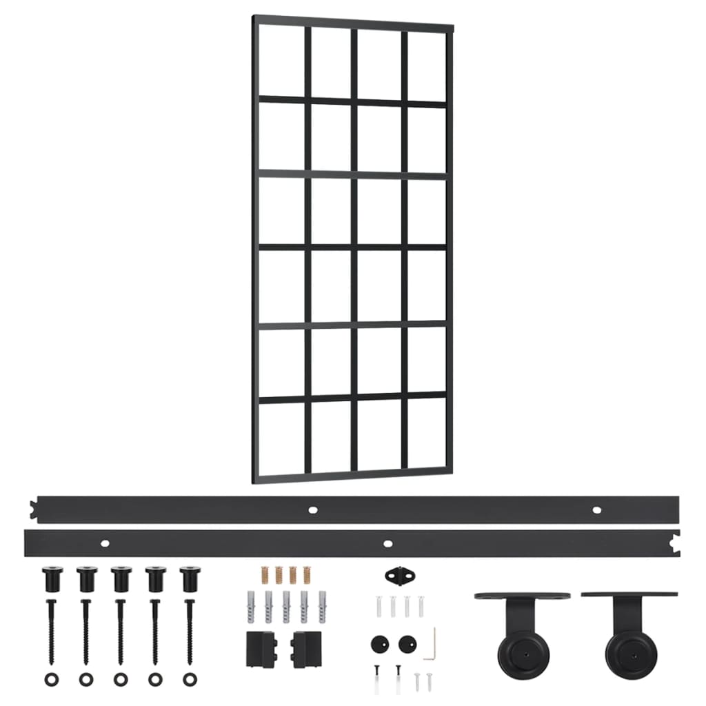 Schuifdeur met beslag 90x205 cm aluminium en ESG-glas