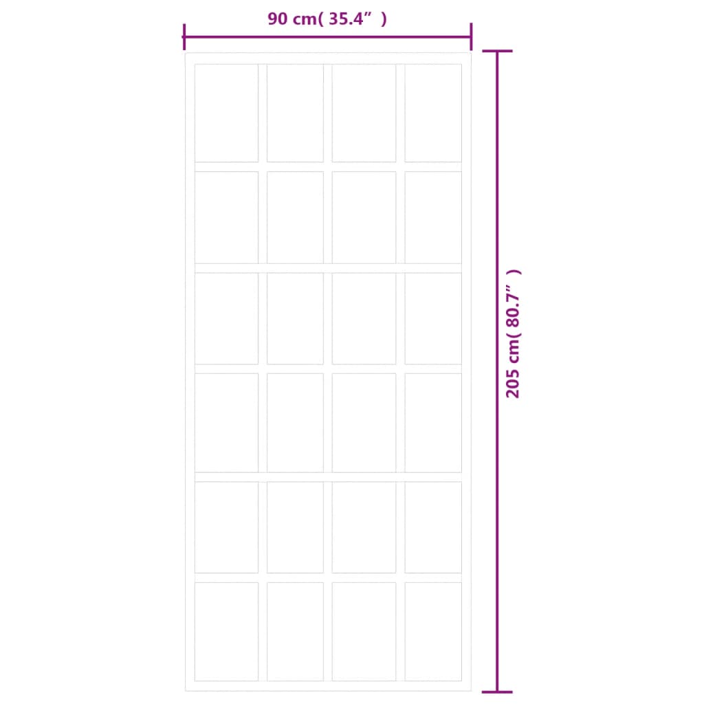 Schuifdeur met beslag 90x205 cm aluminium en ESG-glas