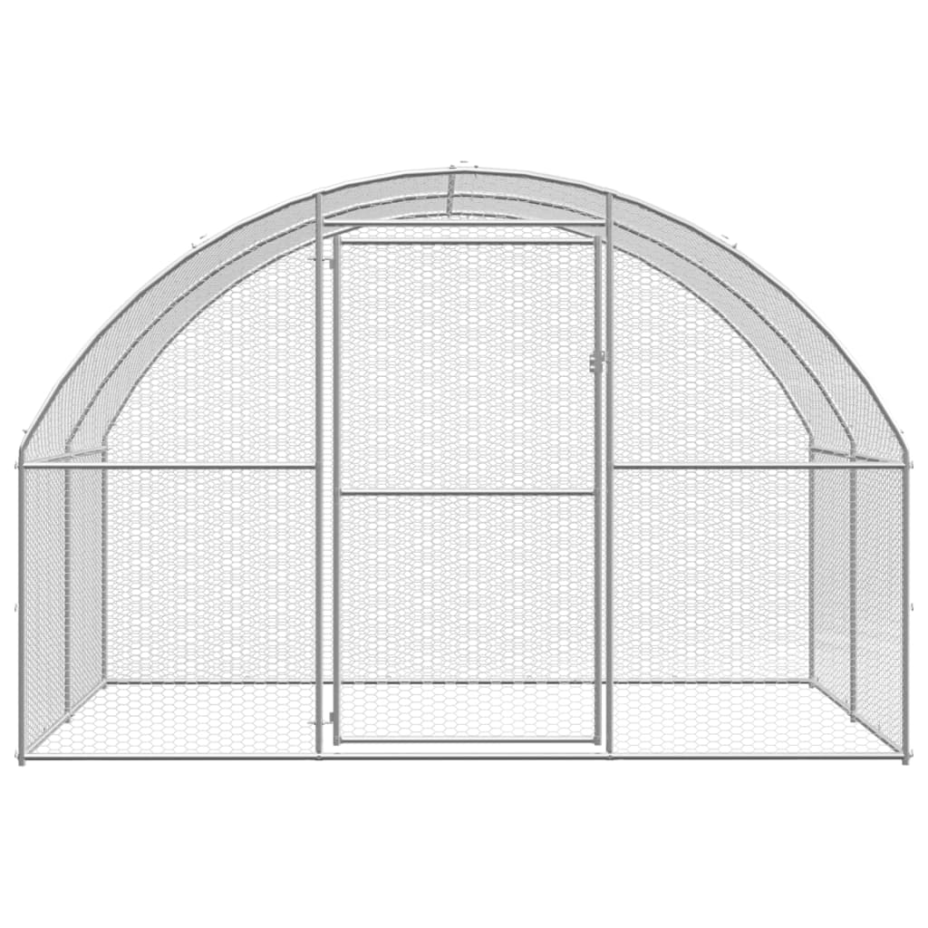 Kippenren 3X2X2 M Gegalvaniseerd Staal 3 x 2 x 2 m Zilver Zonder luifel