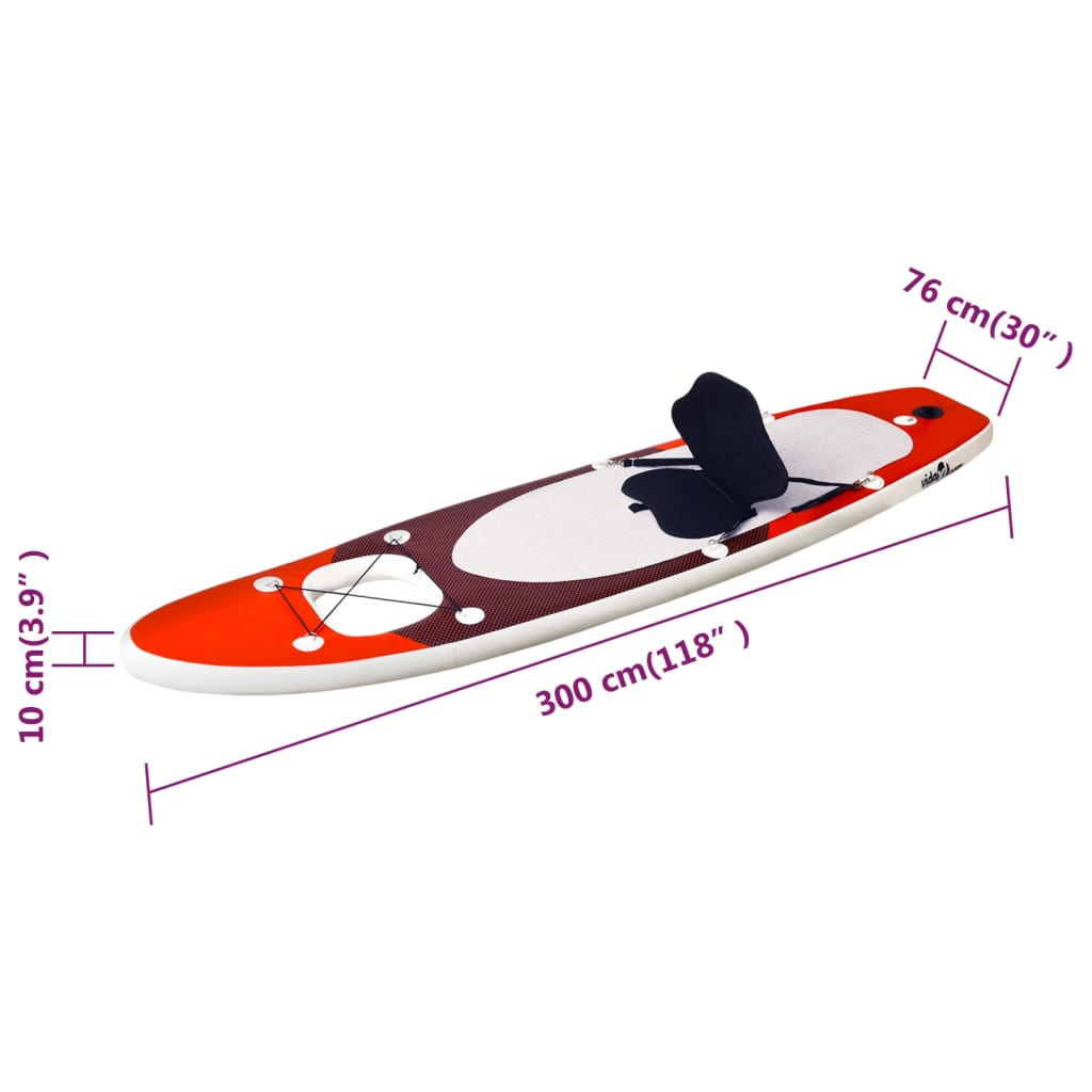 Stand Up Paddleboardset opblaasbaar 300x76x10 cm rood