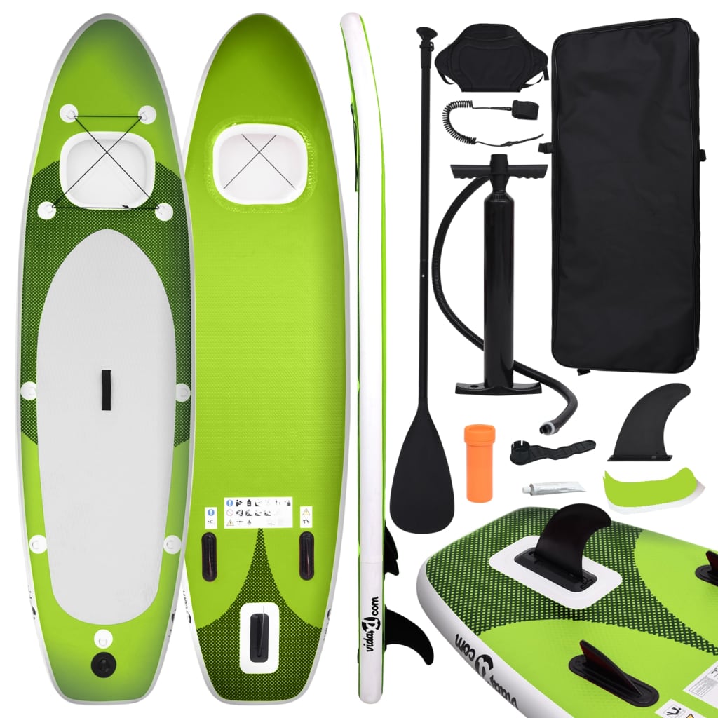 Stand Up Paddleboardset opblaasbaar 300x76x10 cm groen