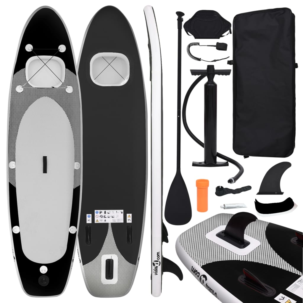 Stand Up Paddleboardset opblaasbaar 300x76x10 cm zwart