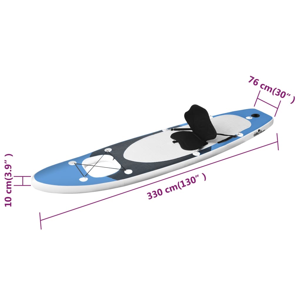 Stand Up Paddleboardset opblaasbaar 330x76x10 cm zeeblauw