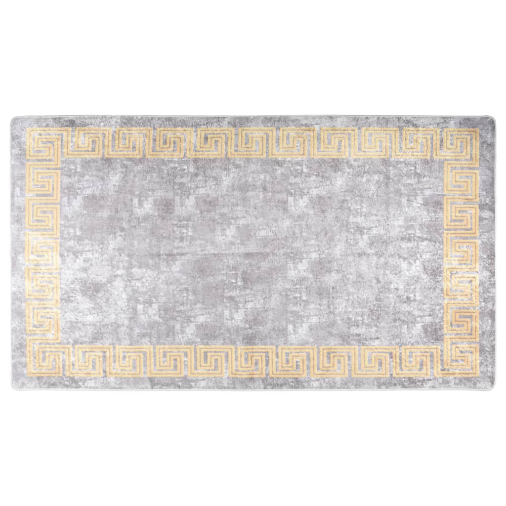 Vloerkleed Wasbaar Anti-Slip 190X300 Cm Grijs 190 x 300 cm Grijs en goud