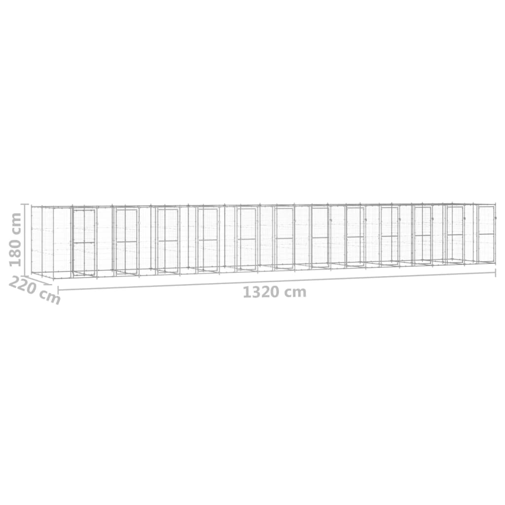 Hondenkennel 29,04 m² gegalvaniseerd staal