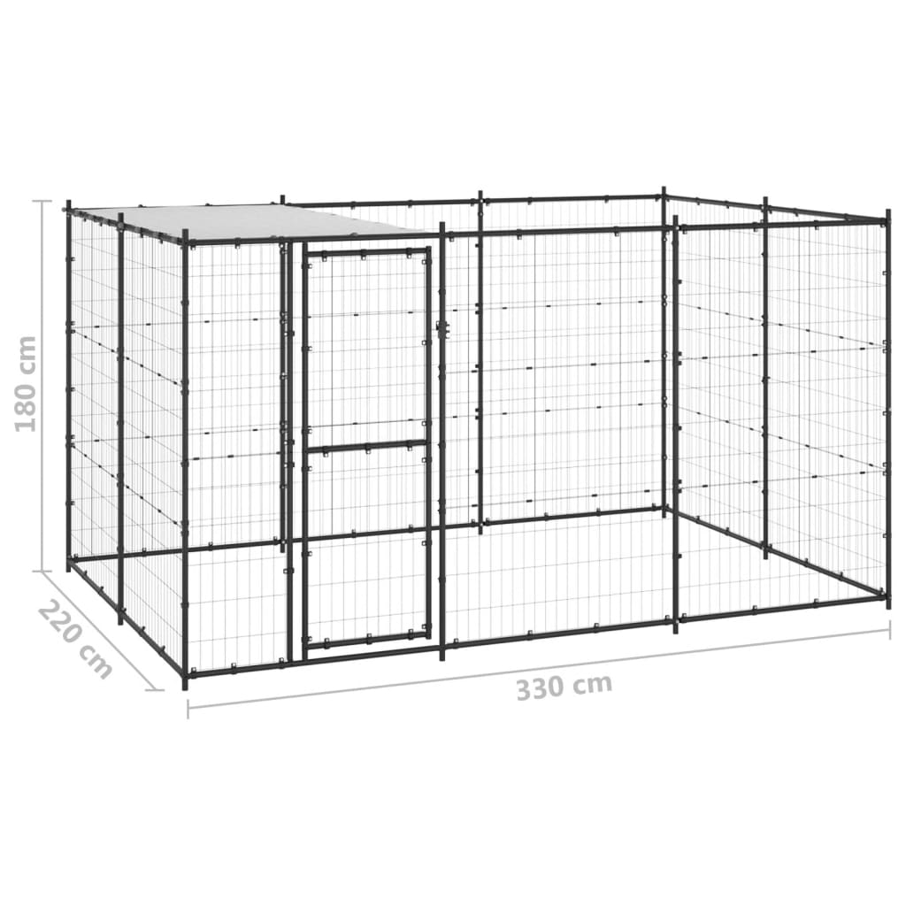 Hondenkennel met dak 7,26 m² staal