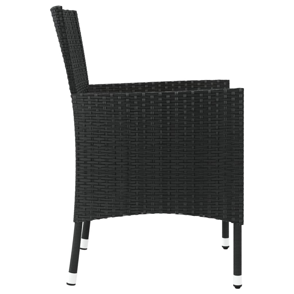 Tuinstoelen 4 st met kussens poly rattan zwart