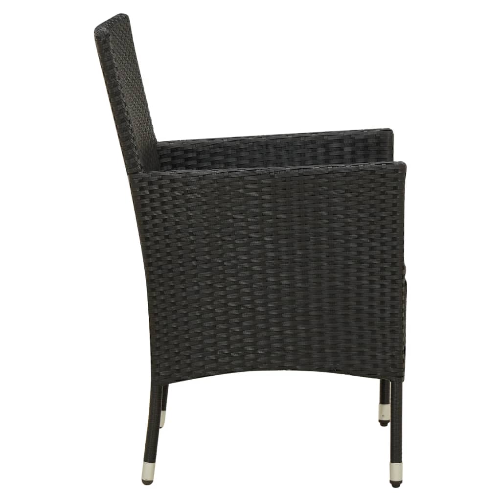 Tuinstoelen 4 st met kussens poly rattan zwart