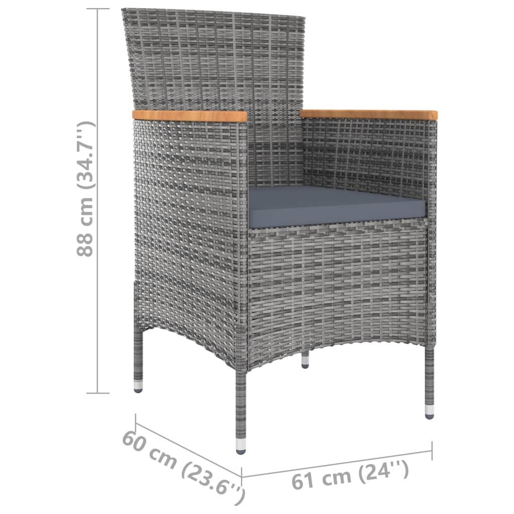 Tuinstoelen 4 st poly rattan grijs