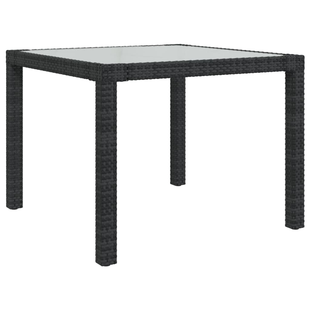 Tuintafel Gehard Glas En Poly Rattan 90 x 90 x 75 cm Zwart en wit