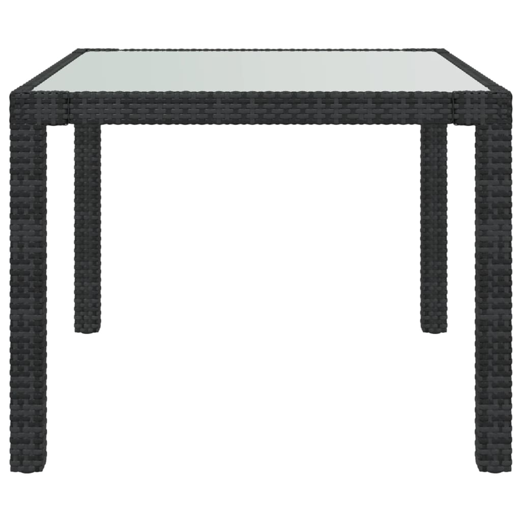 Tuintafel Gehard Glas En Poly Rattan 90 x 90 x 75 cm Zwart en wit