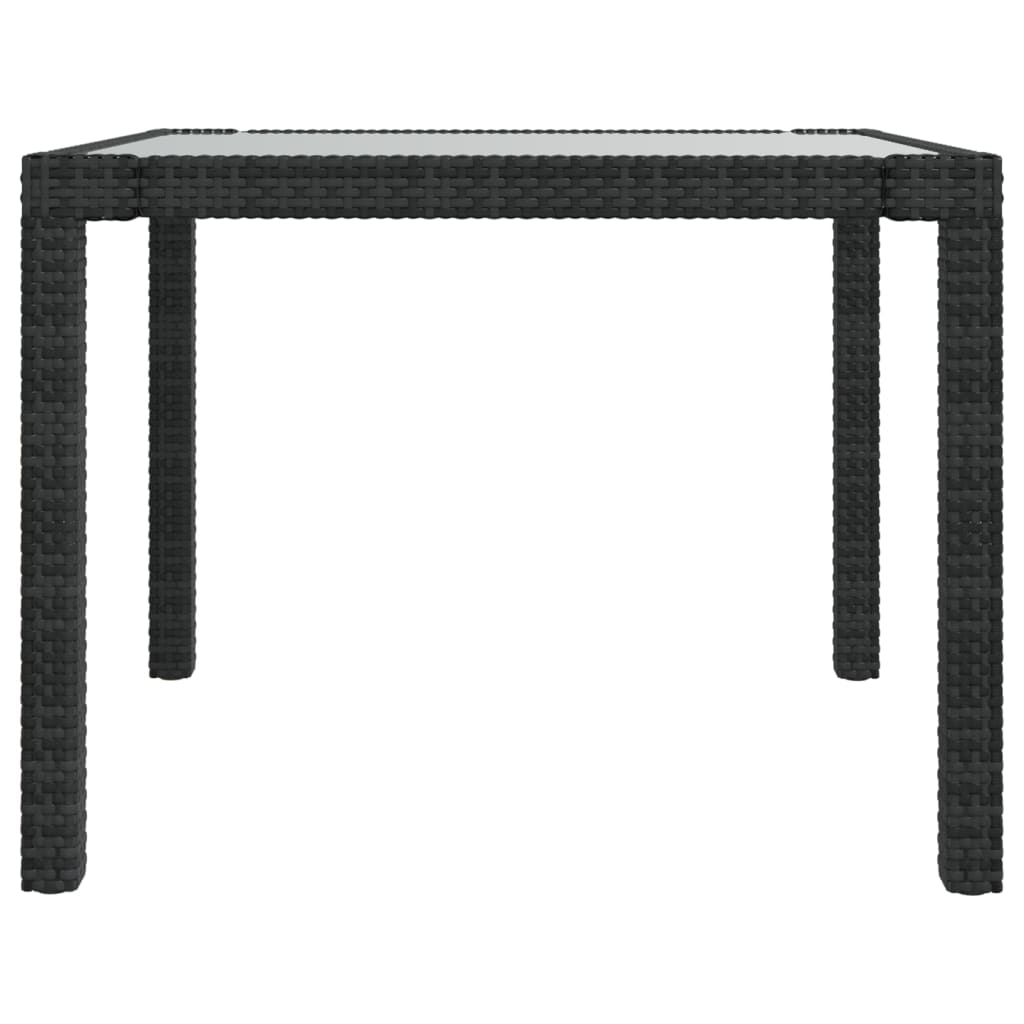 Tuintafel Gehard Glas En Poly Rattan 90 x 90 x 75 cm Zwart en wit