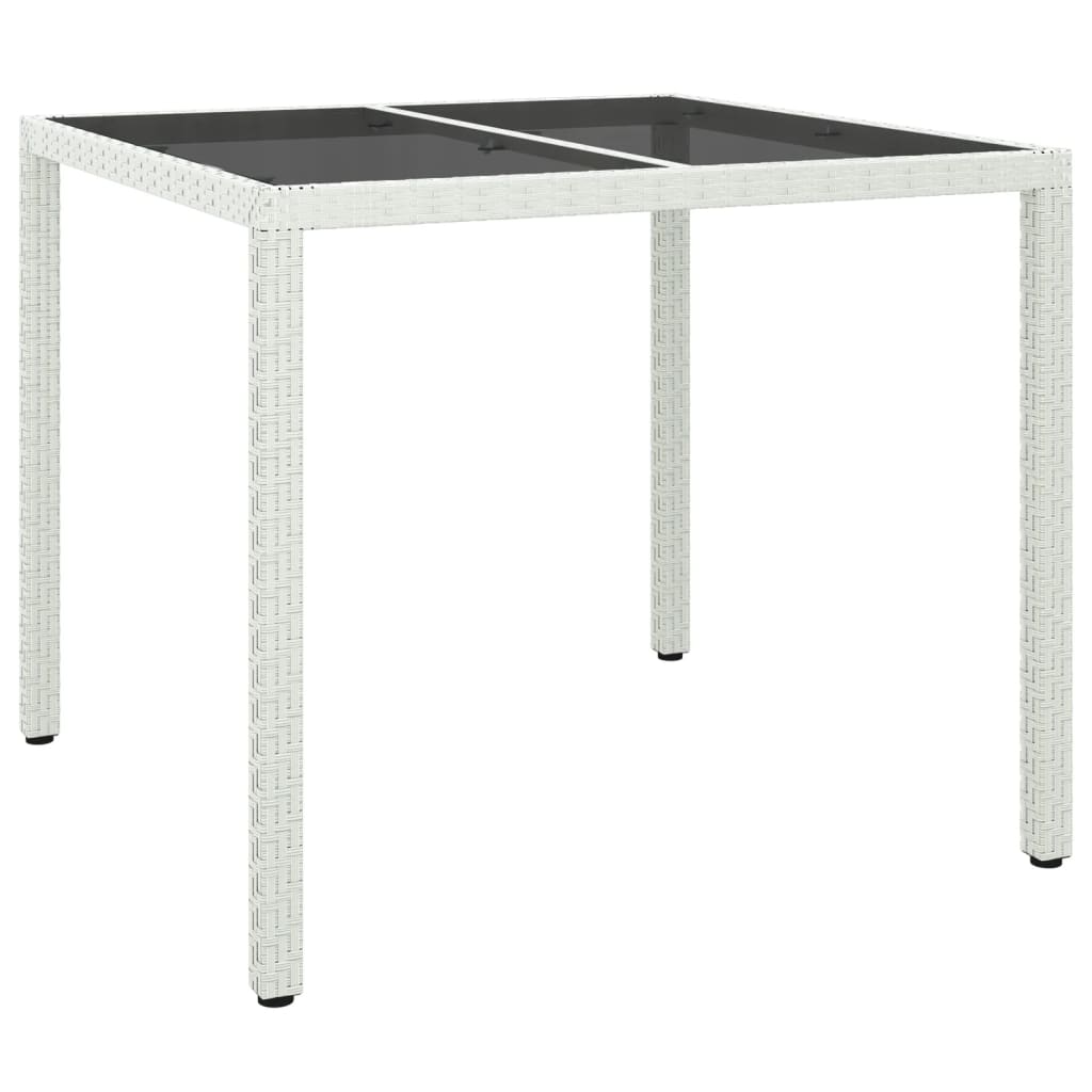 Tuintafel Gehard Glas En Poly Rattan 90 x 90 x 75 cm Wit