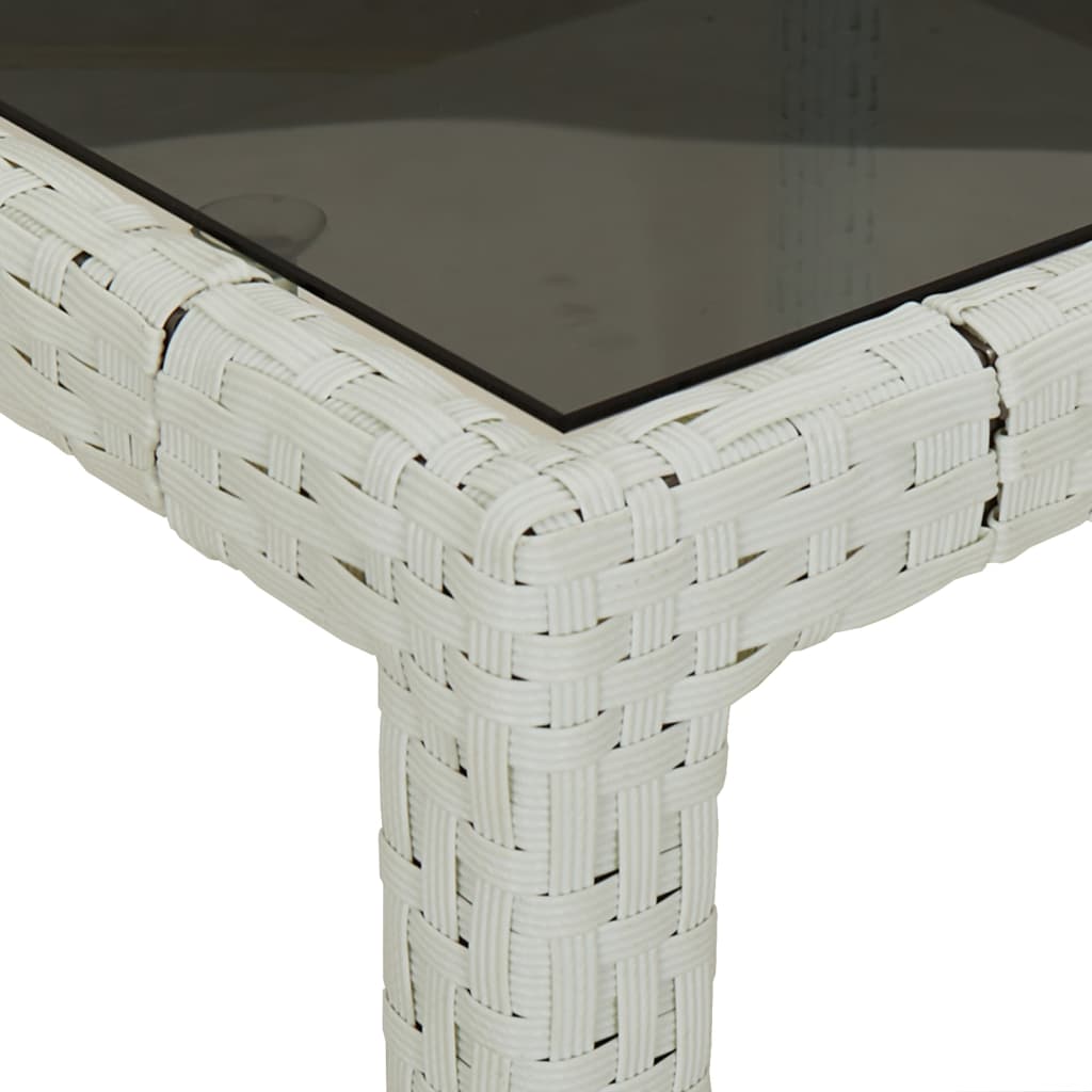 Tuintafel Gehard Glas En Poly Rattan 90 x 90 x 75 cm Wit