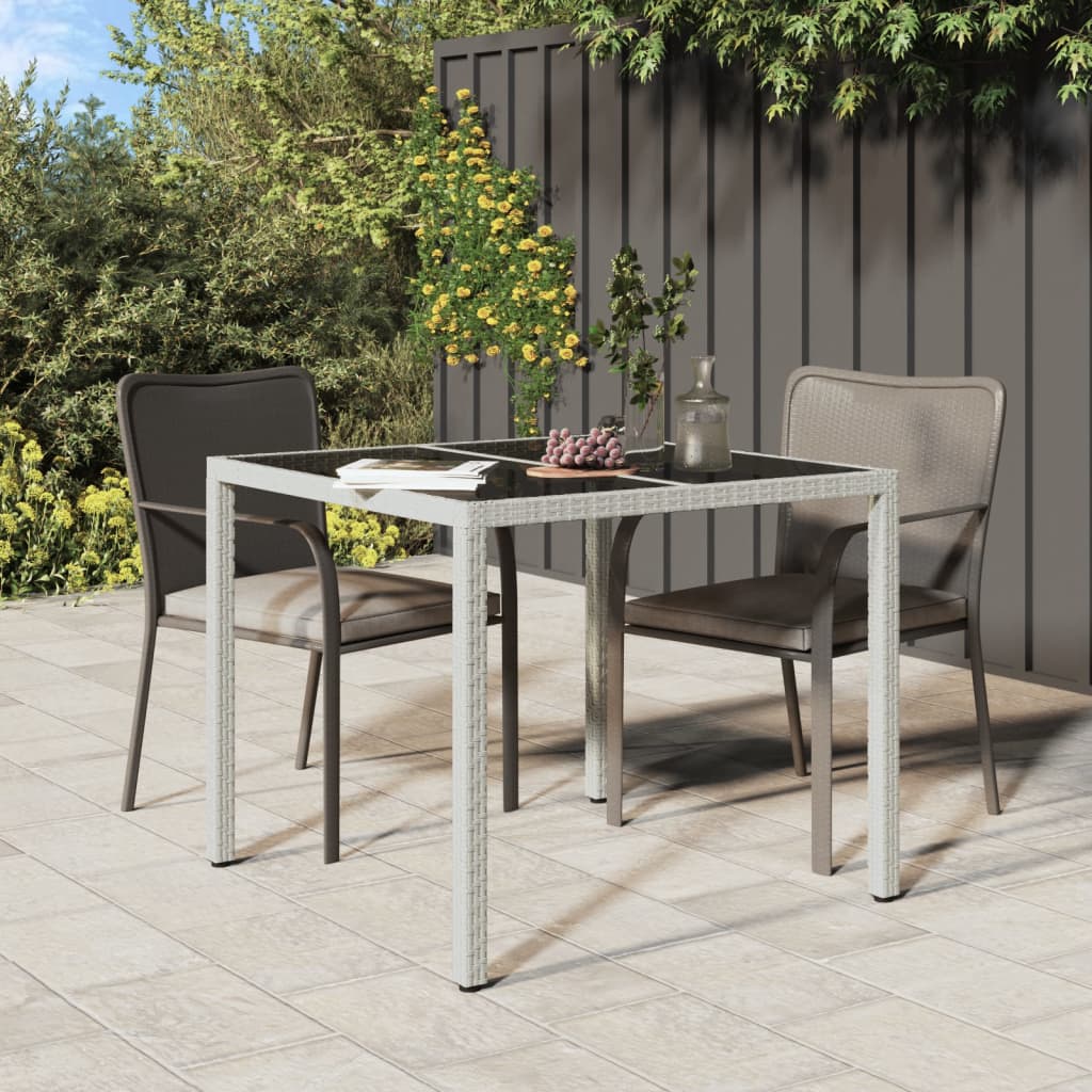 Tuintafel Gehard Glas En Poly Rattan 90 x 90 x 75 cm Wit