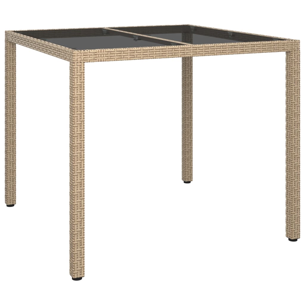 Tuintafel Gehard Glas En Poly Rattan 90 x 90 x 75 cm Beige