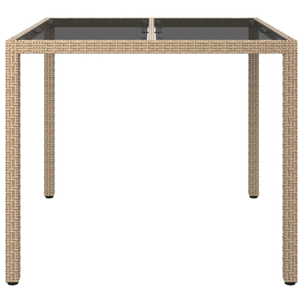 Tuintafel Gehard Glas En Poly Rattan 90 x 90 x 75 cm Beige