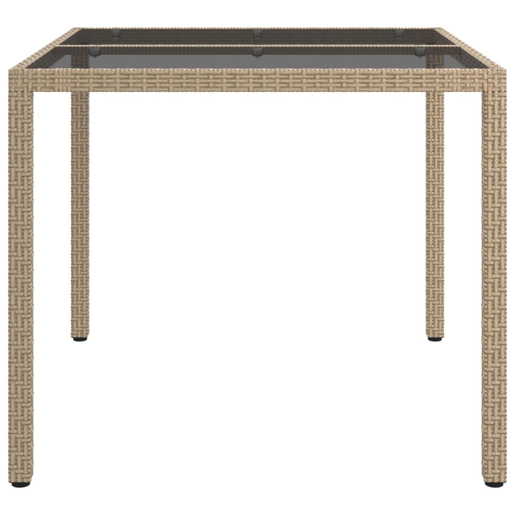 Tuintafel Gehard Glas En Poly Rattan 90 x 90 x 75 cm Beige