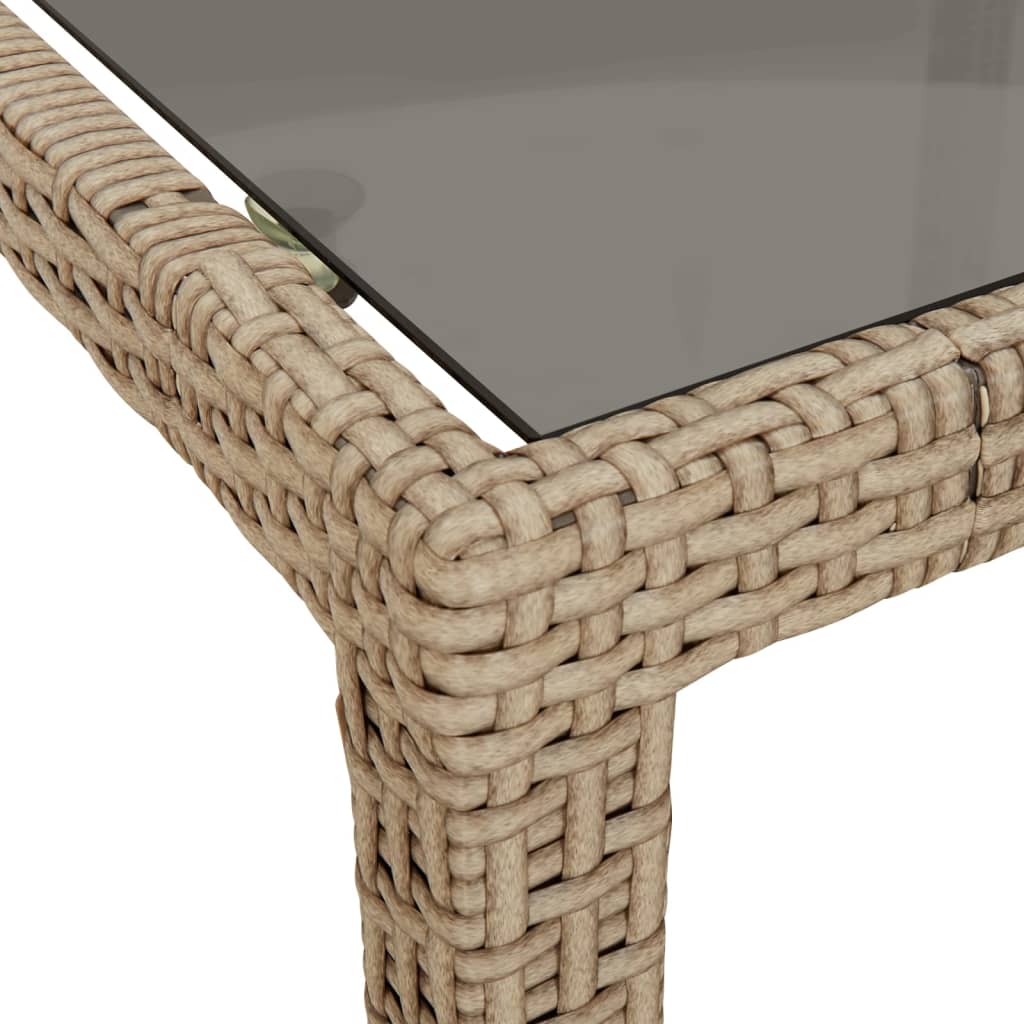 Tuintafel Gehard Glas En Poly Rattan 90 x 90 x 75 cm Beige