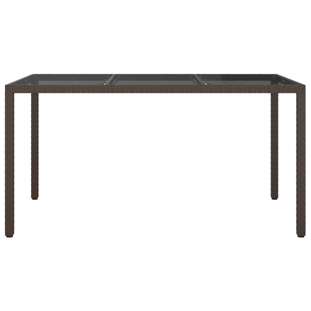 Tuintafel Gehard Glas En Poly Rattan 150 x 90 x 75 cm Bruin