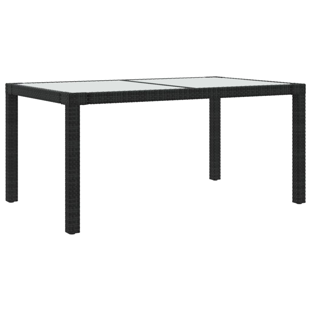 Tuintafel Gehard Glas En Poly Rattan 150 x 90 x 75 cm Zwart en wit