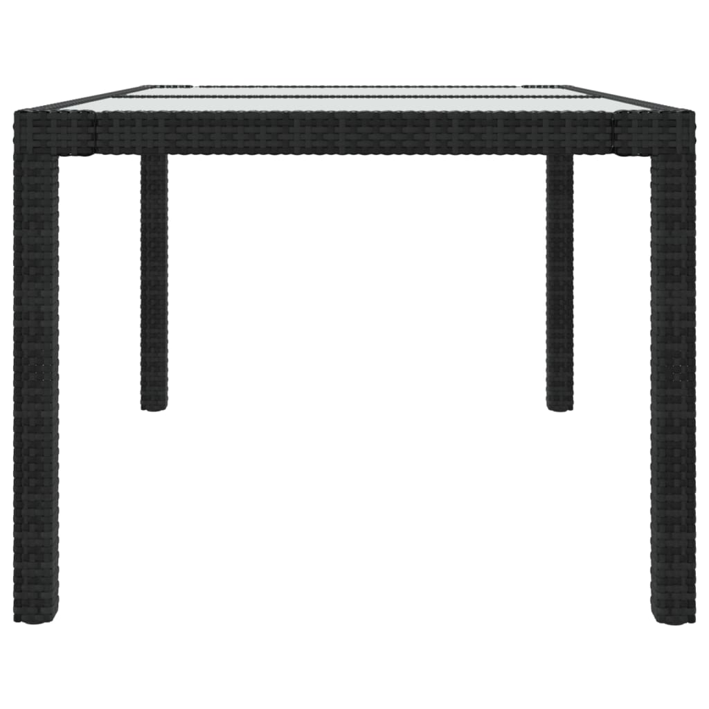 Tuintafel Gehard Glas En Poly Rattan 150 x 90 x 75 cm Zwart en wit