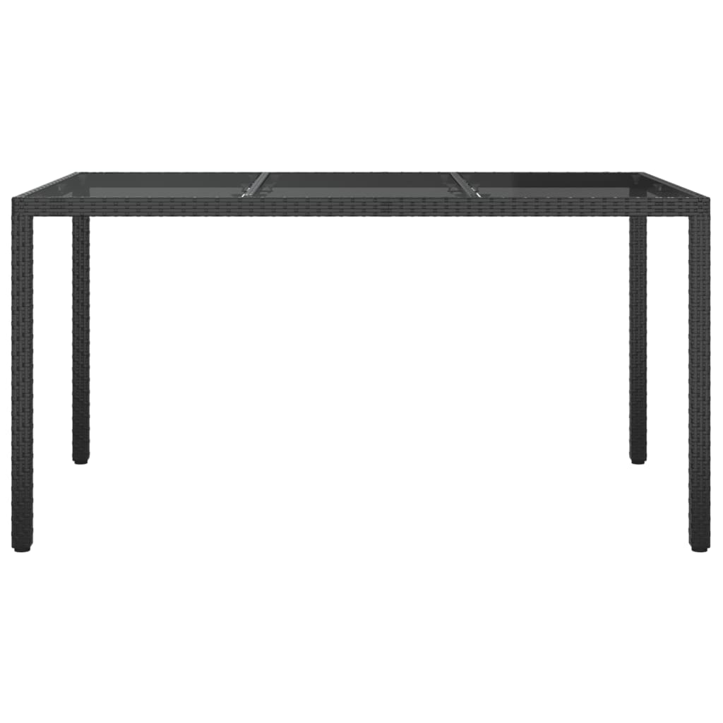 Tuintafel Gehard Glas En Poly Rattan 150 x 90 x 75 cm Zwart