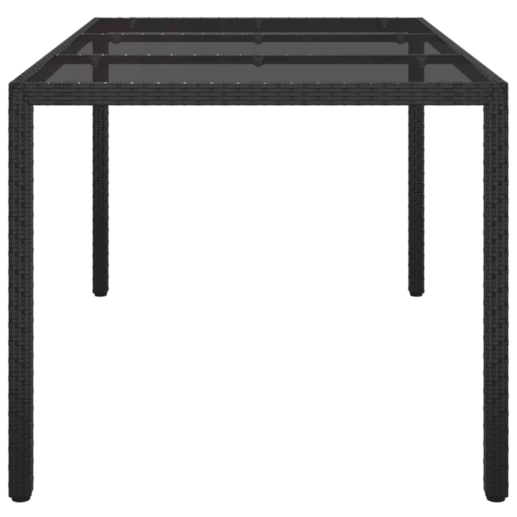 Tuintafel Gehard Glas En Poly Rattan 150 x 90 x 75 cm Zwart