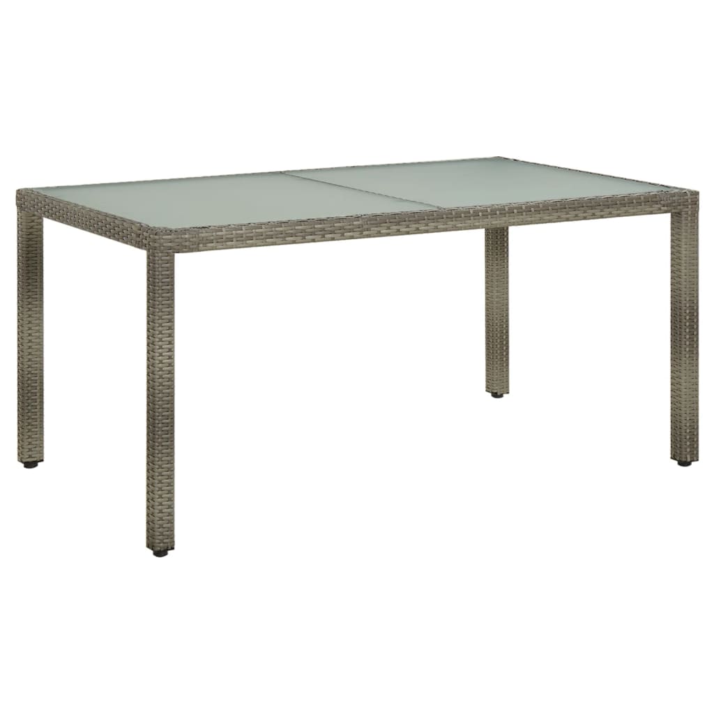 Tuintafel Gehard Glas En Poly Rattan 150 x 90 x 75 cm Grijs en wit