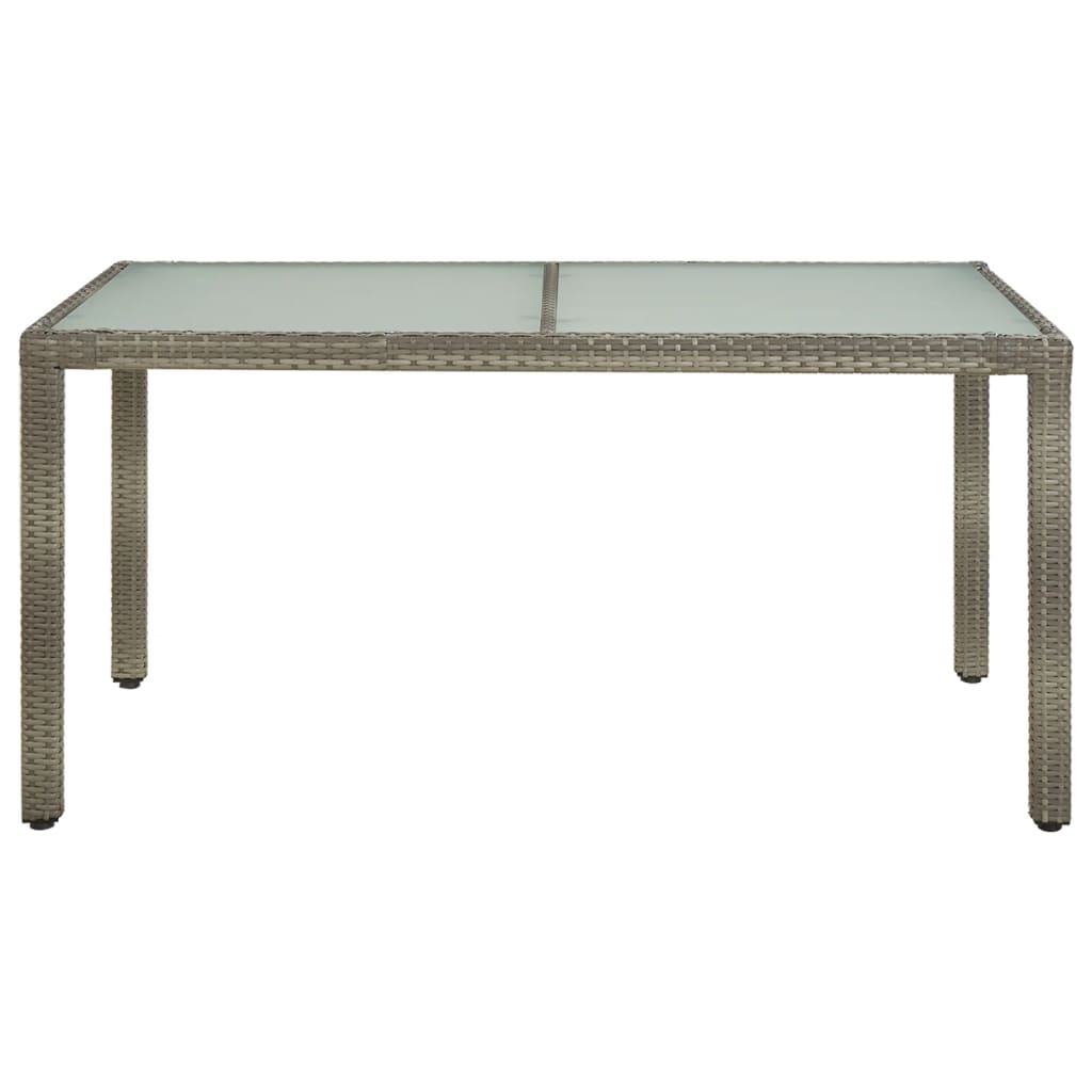 Tuintafel Gehard Glas En Poly Rattan 150 x 90 x 75 cm Grijs en wit