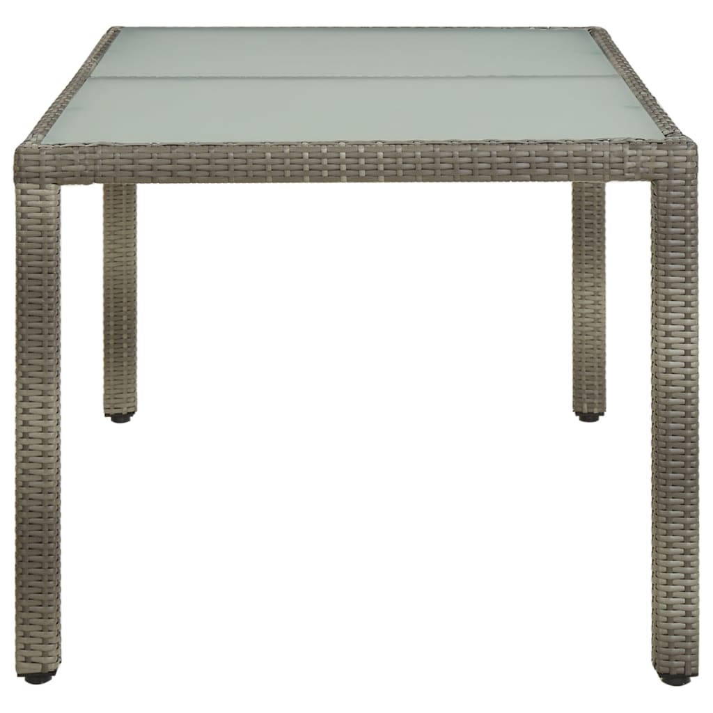 Tuintafel Gehard Glas En Poly Rattan 150 x 90 x 75 cm Grijs en wit