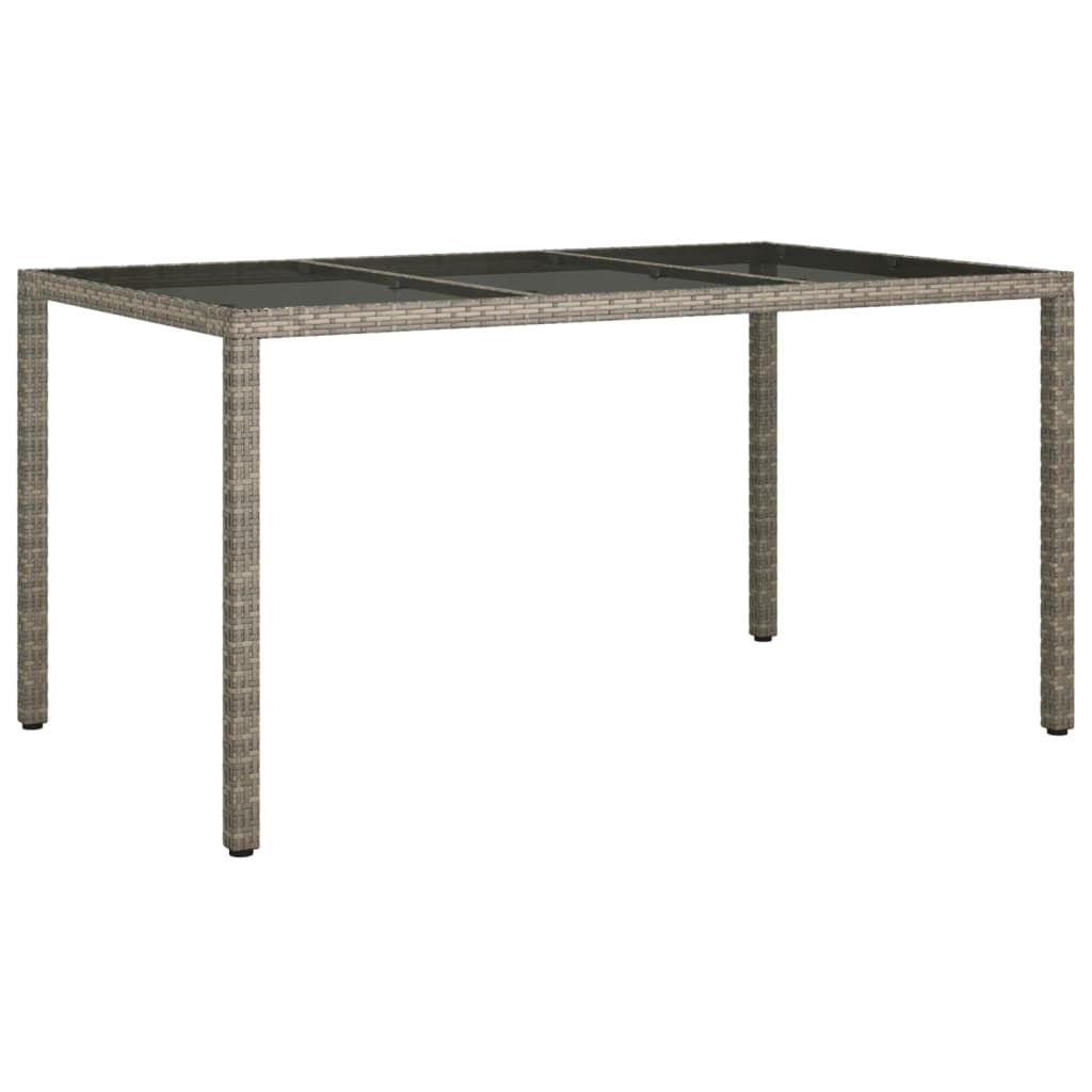 Tuintafel Gehard Glas En Poly Rattan 150 x 90 x 75 cm Grijs