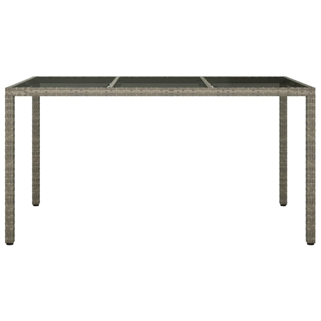 Tuintafel Gehard Glas En Poly Rattan 150 x 90 x 75 cm Grijs