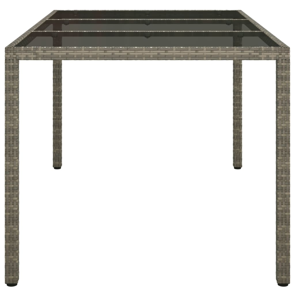 Tuintafel Gehard Glas En Poly Rattan 150 x 90 x 75 cm Grijs