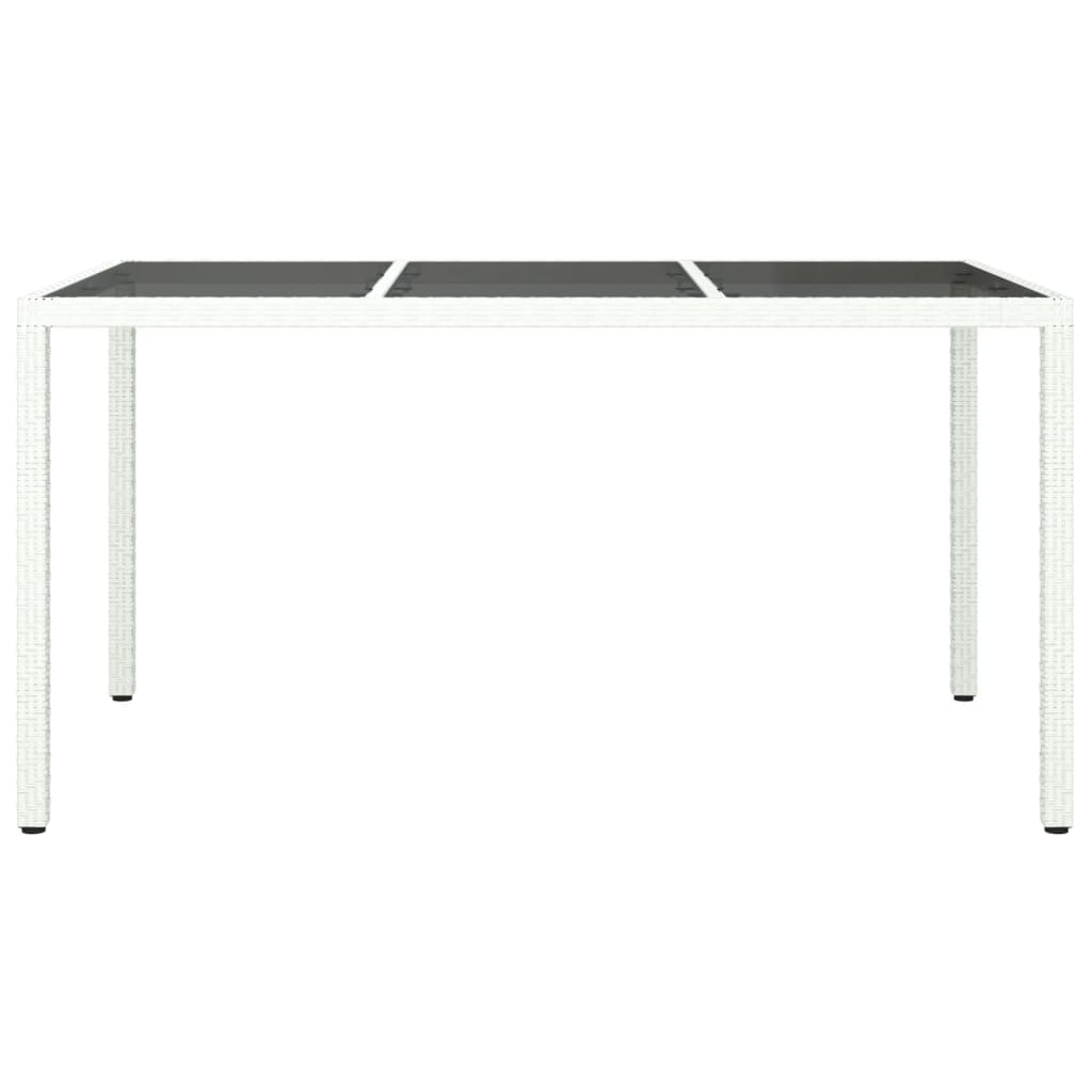 Tuintafel Gehard Glas En Poly Rattan 150 x 90 x 75 cm Wit