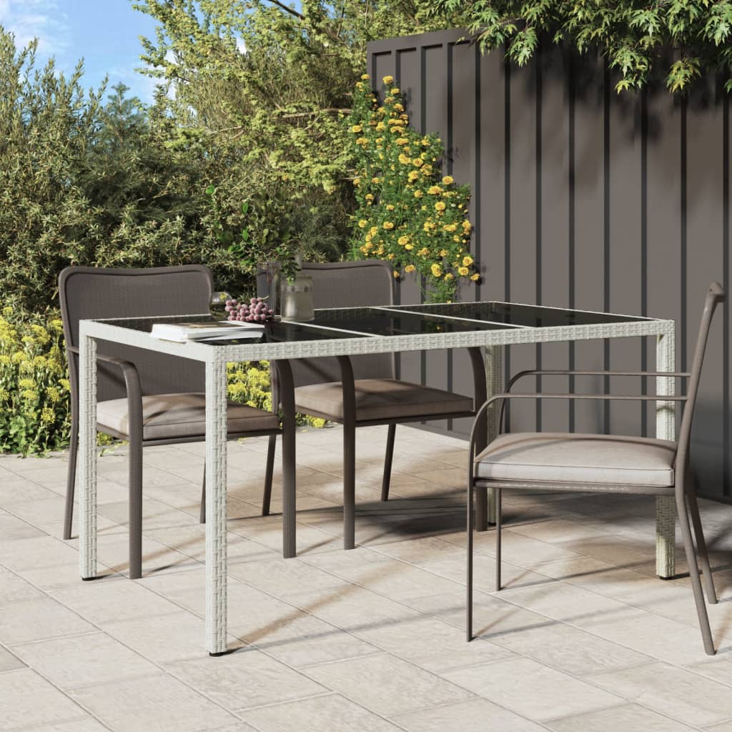 Tuintafel Gehard Glas En Poly Rattan 150 x 90 x 75 cm Wit